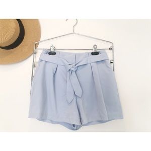 ASOS High Waisted Blue Shorts with Front Tie